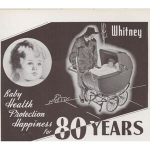 Whitney Baby Carriage Crib Nursery Furniture Leominster MA Vintage Print Ad 1937